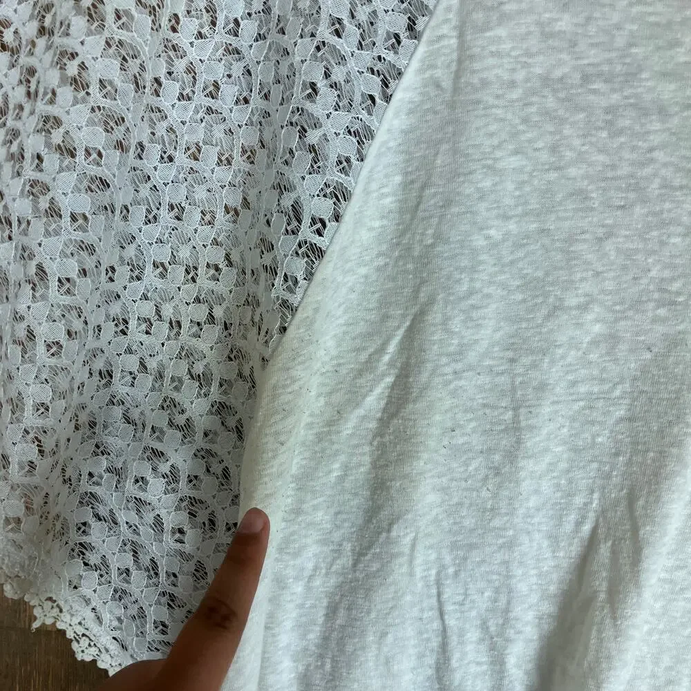 Victoria's Secret Womens Shirt White Lace Cape Scoop Neck Semi Sheer Large - Picture 13 of 14